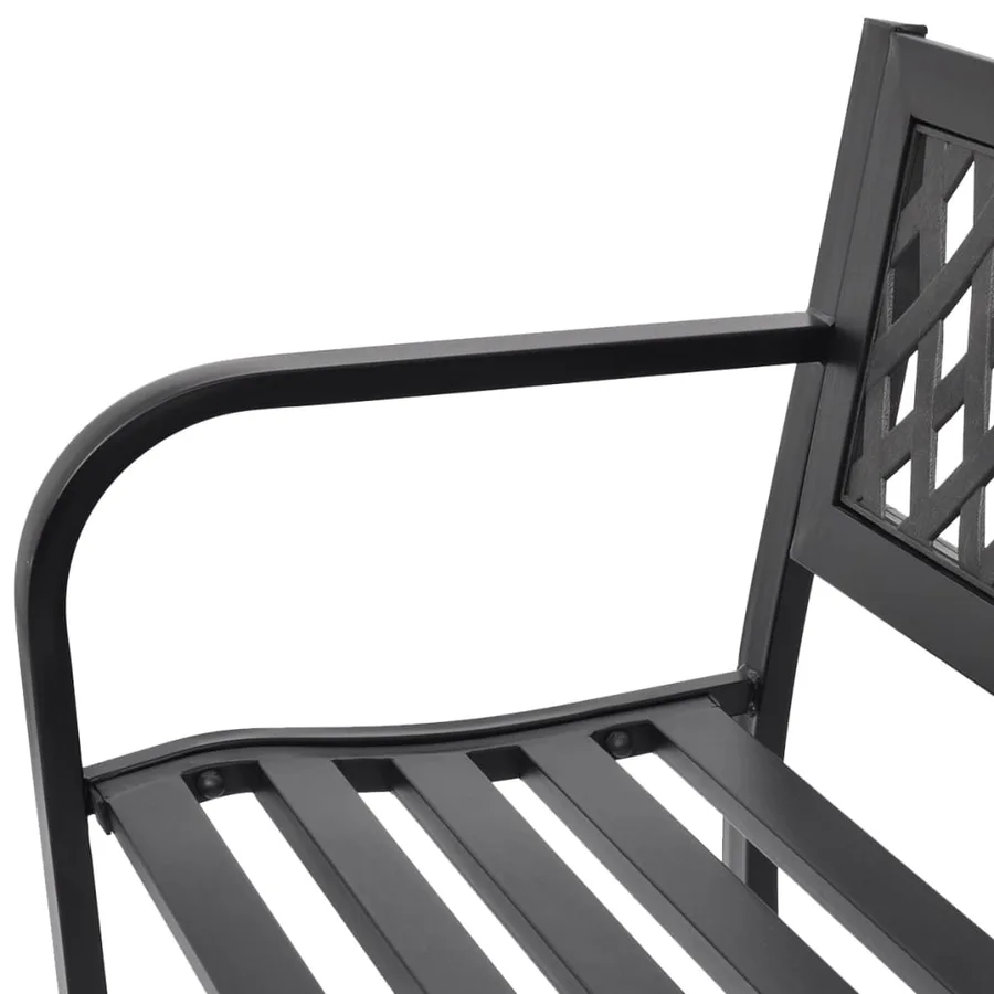 Banc de jardin 118 cm Acier Noir - 3
