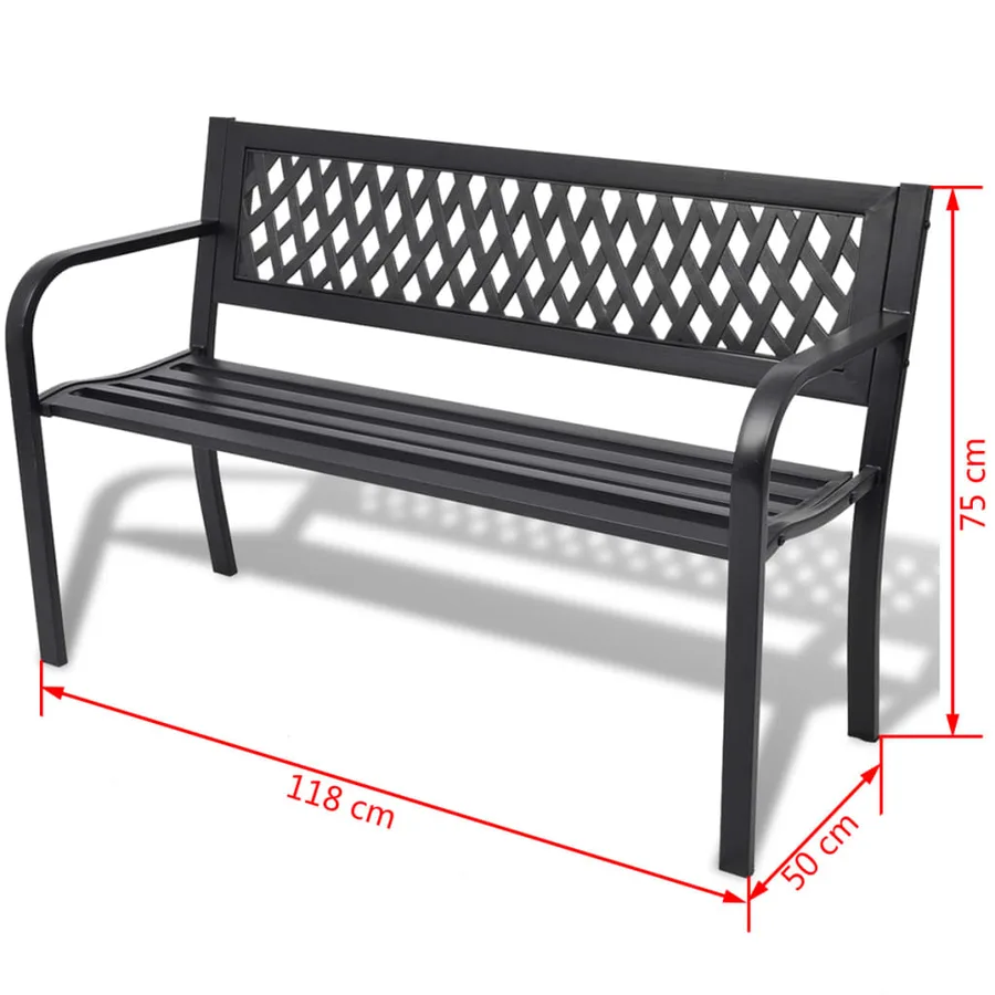 Banc de jardin 118 cm Acier Noir - 4