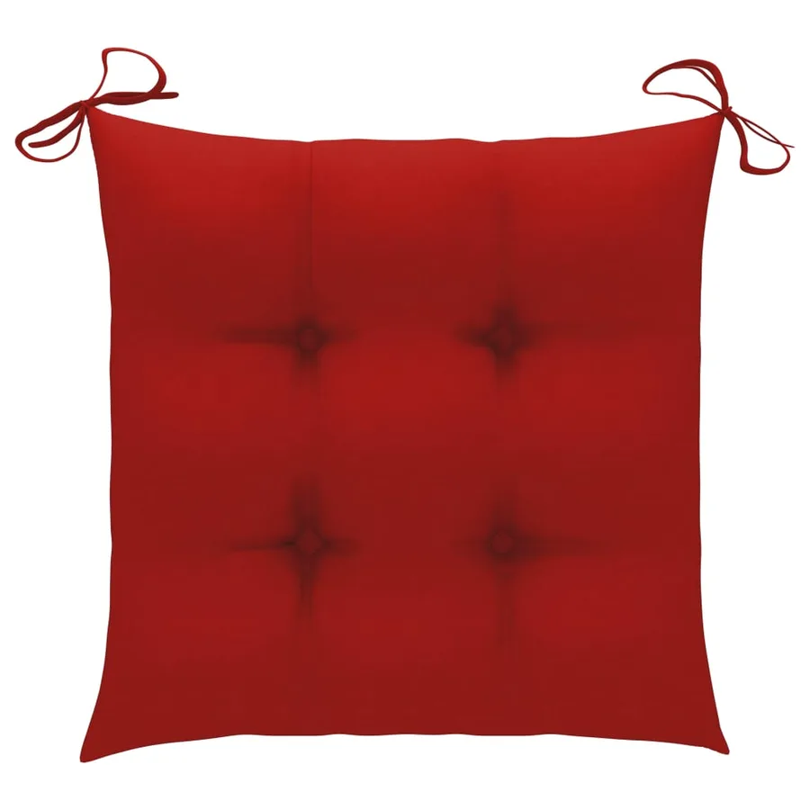 Chaises de jardin lot de 4 et coussins rouge bois teck solide - 9