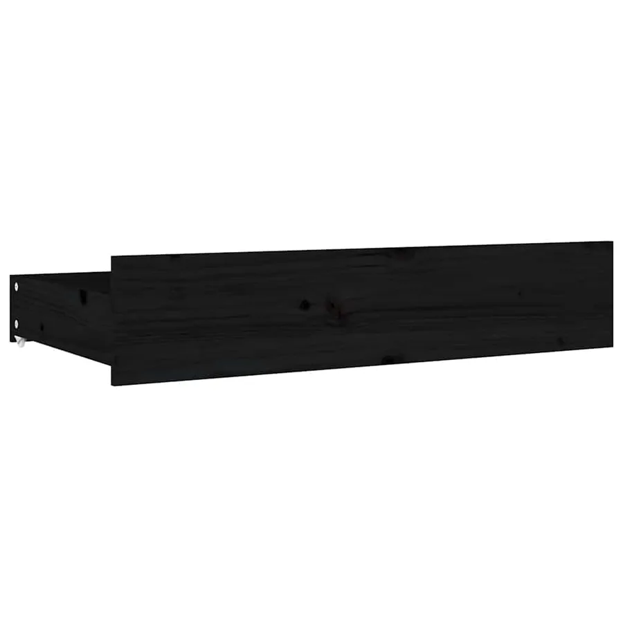 Tiroirs de lit 4 pcs Noir Bois de pin massif - 3