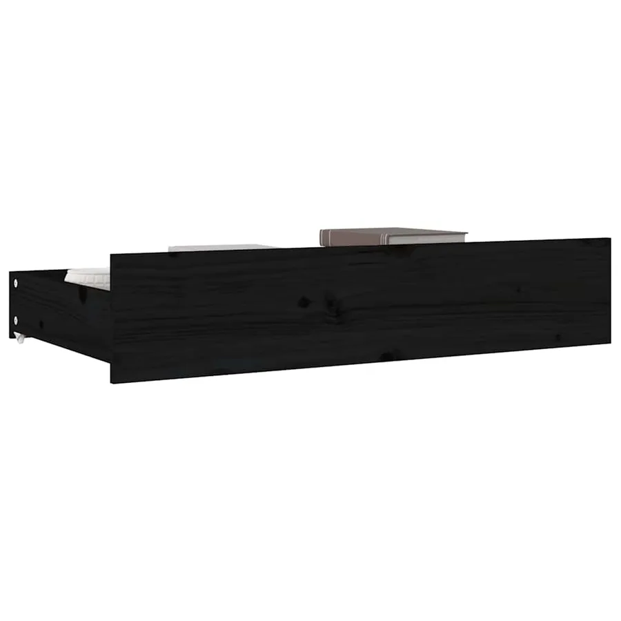 Tiroirs de lit 4 pcs Noir Bois de pin massif - 6