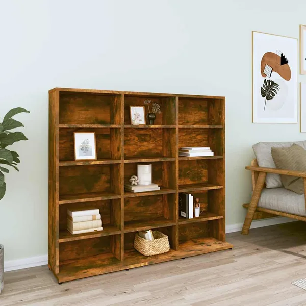 Armoire à CD Chêne fumé 100x23x89,5 cm Bois d'ingénierie