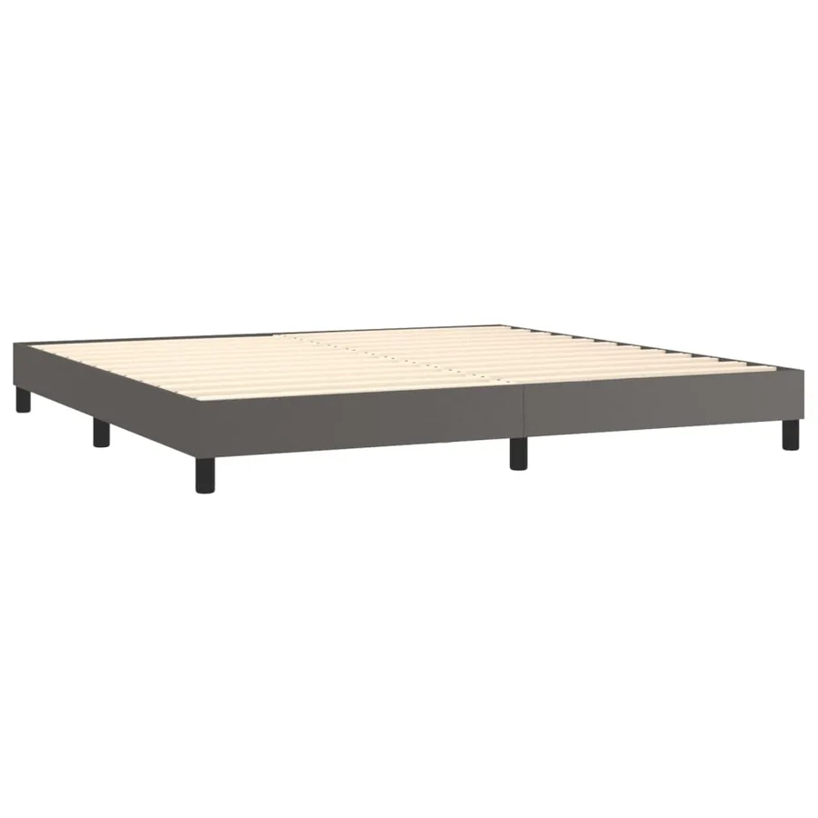 Sommier à lattes de lit avec matelas Gris 200x200 cm Similicuir - 4