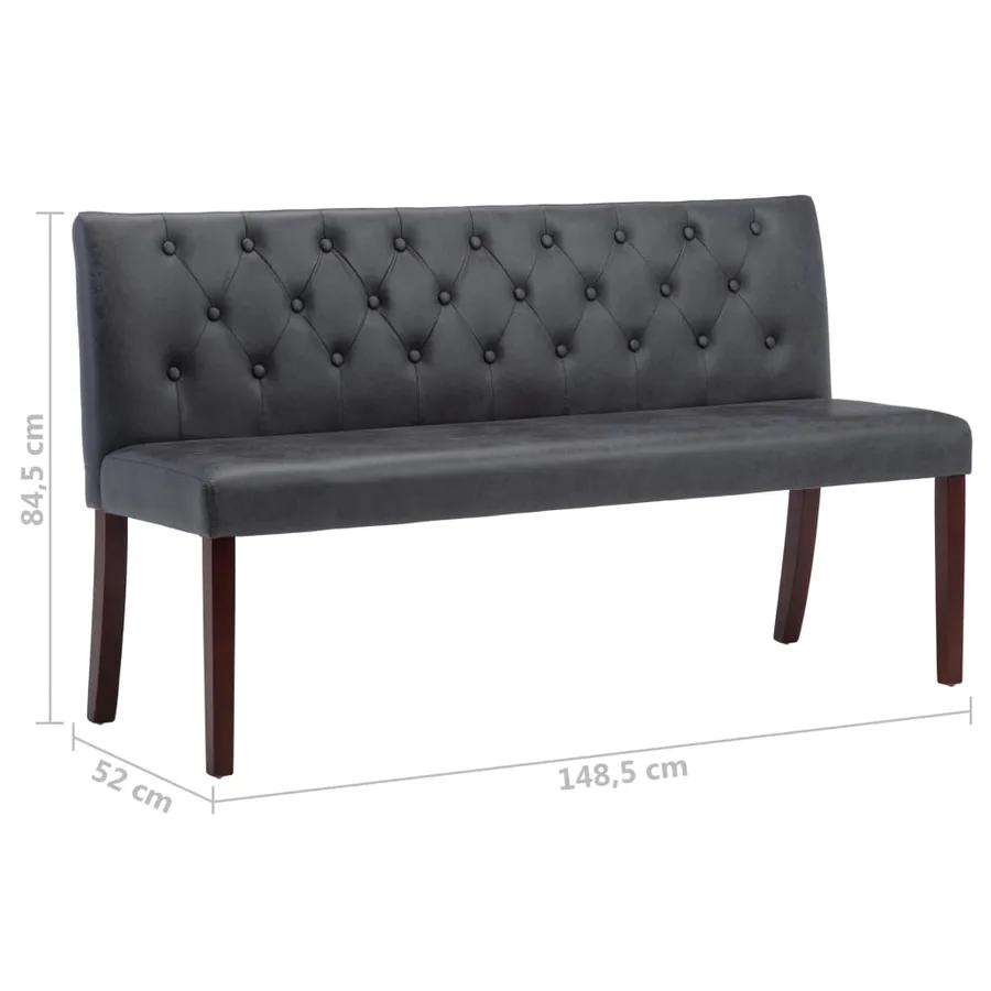 Banc 148,5 cm Gris Similicuir daim - 7