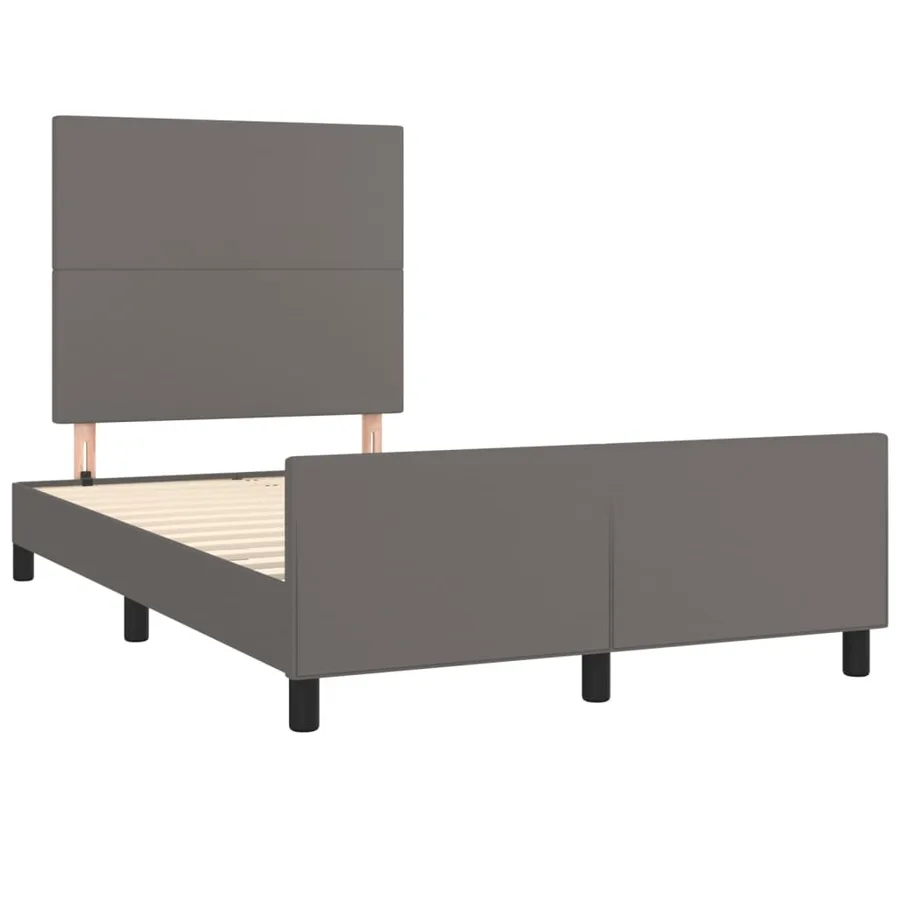 Cadre de lit sans matelas gris 120x200 cm similicuir - 4