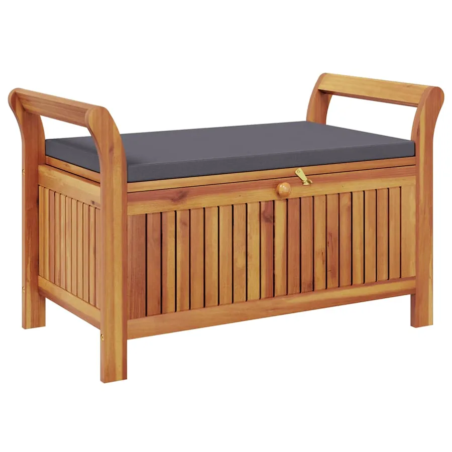 Banc de rangement de jardin avec coussin 91 cm Bois d'acacia - 2