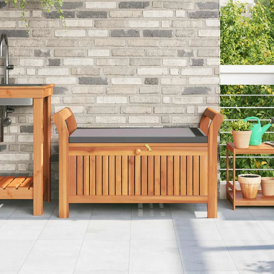 Banc de rangement de jardin avec coussin 91 cm Bois d'acacia - 3