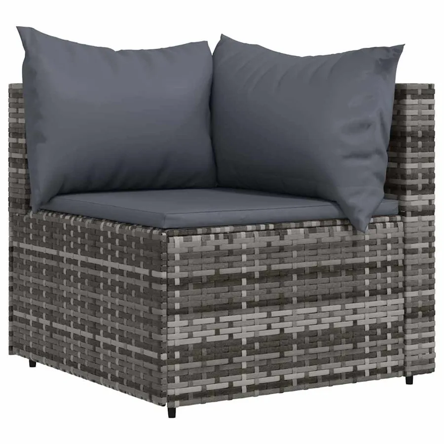 Salon de jardin 4 pcs avec coussins Gris Résine tressée - 4