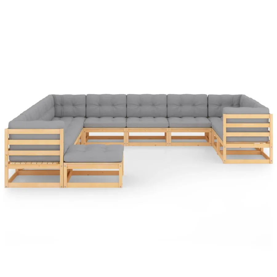 Salon de jardin 12 pcs avec coussins Bois de pin massif - 2