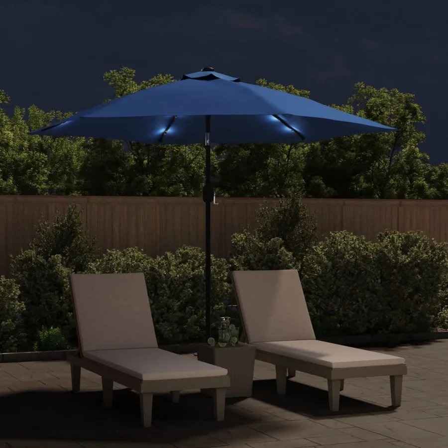 Parasol d'extérieur avec lumières LED et mât en acier Azuré - 3