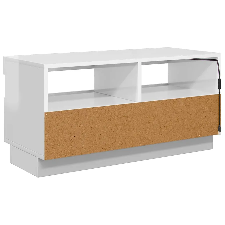 Meuble TV avec lumières LED blanc brillant 80x35x40 cm - 9