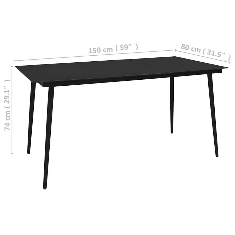 Ensemble à manger de jardin 7 pcs Corde en coton et acier Noir - 10