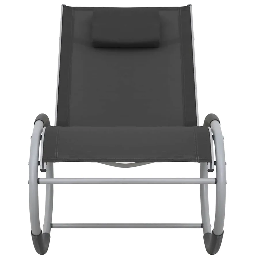 Chaise à bascule d'extérieur Noir Textilène - 2