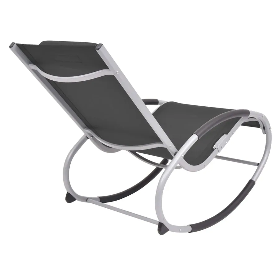 Chaise à bascule d'extérieur Noir Textilène - 4