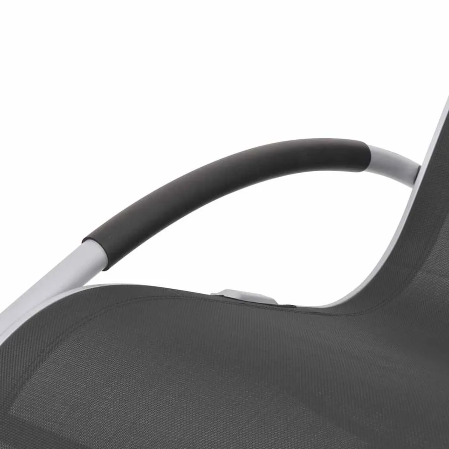 Chaise à bascule d'extérieur Noir Textilène - 6