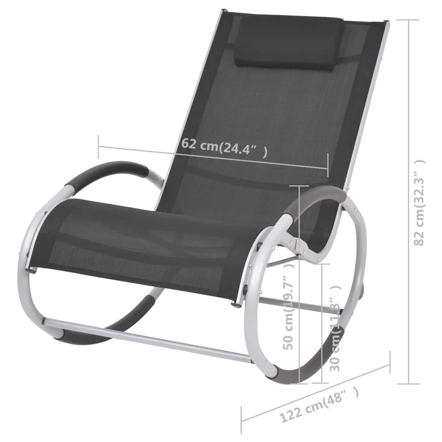 Chaise à bascule d'extérieur Noir Textilène - 7