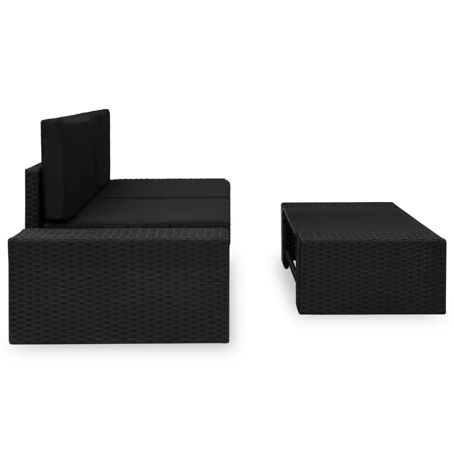 Salon de jardin 3 pcs Résine tressée Noir - 3