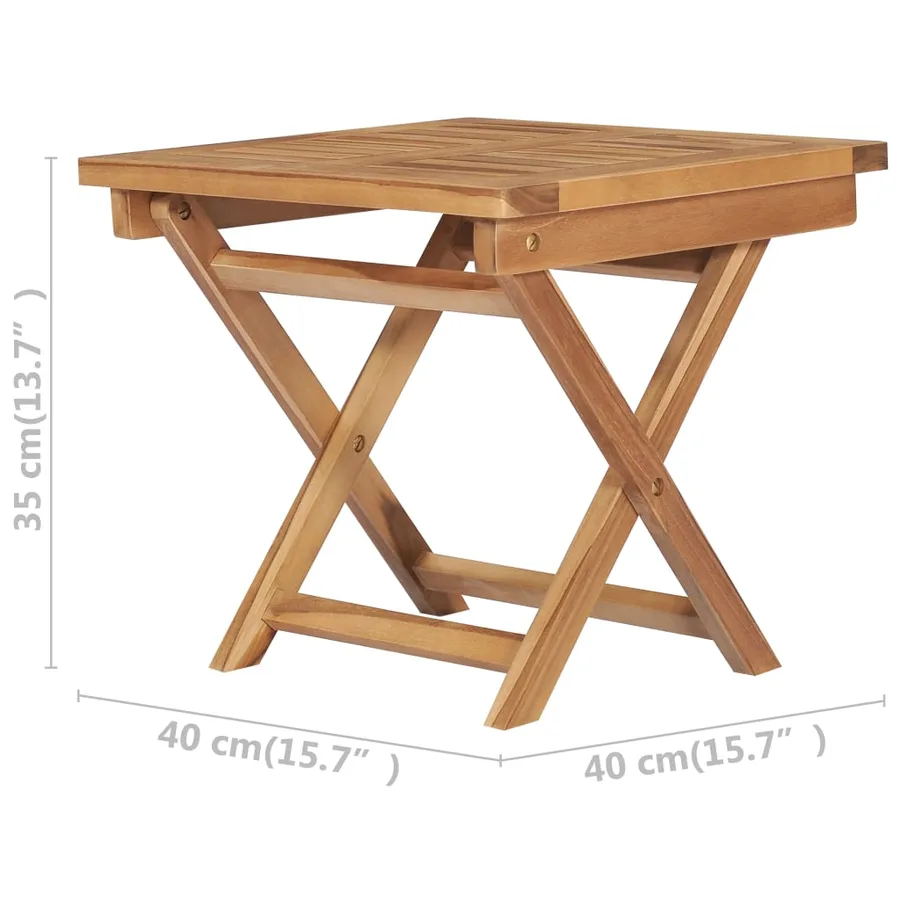 Salon de jardin pliable 3 pcs Bois de teck solide - 10