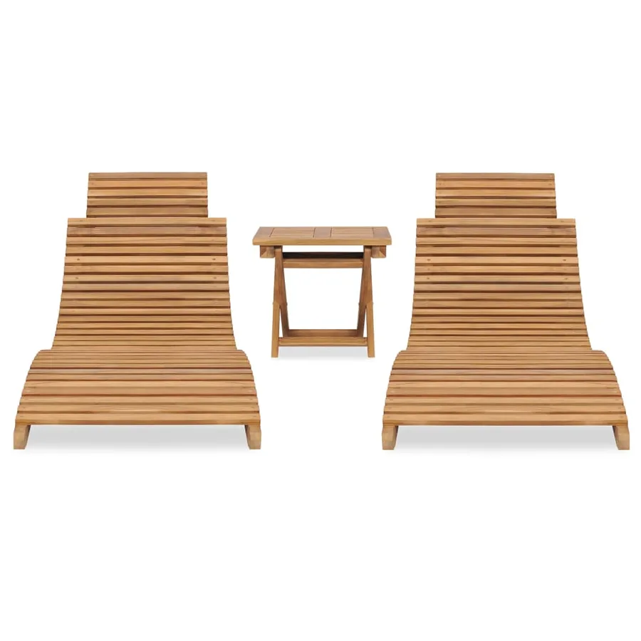 Salon de jardin pliable 3 pcs Bois de teck solide - 2