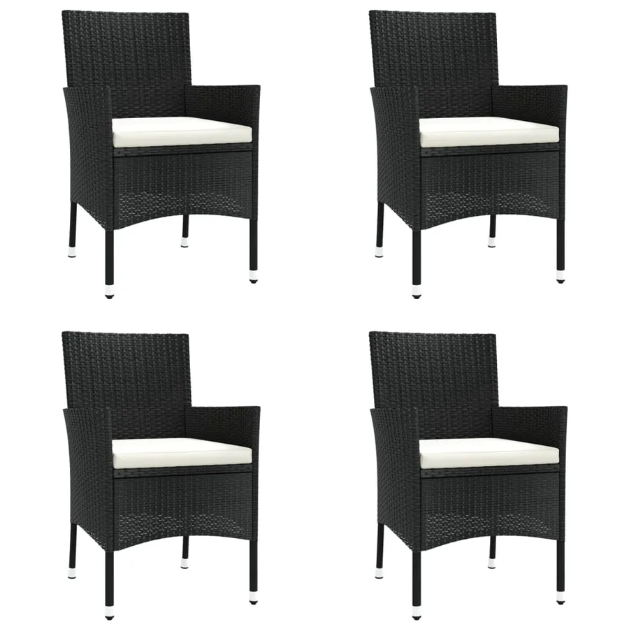 Ensemble à manger de jardin coussins 5pcs Noir Résine tressée - 4