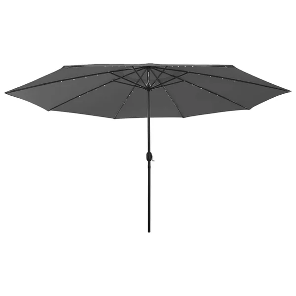 Parasol de jardin avec lumières LED et mât en métal anthracite