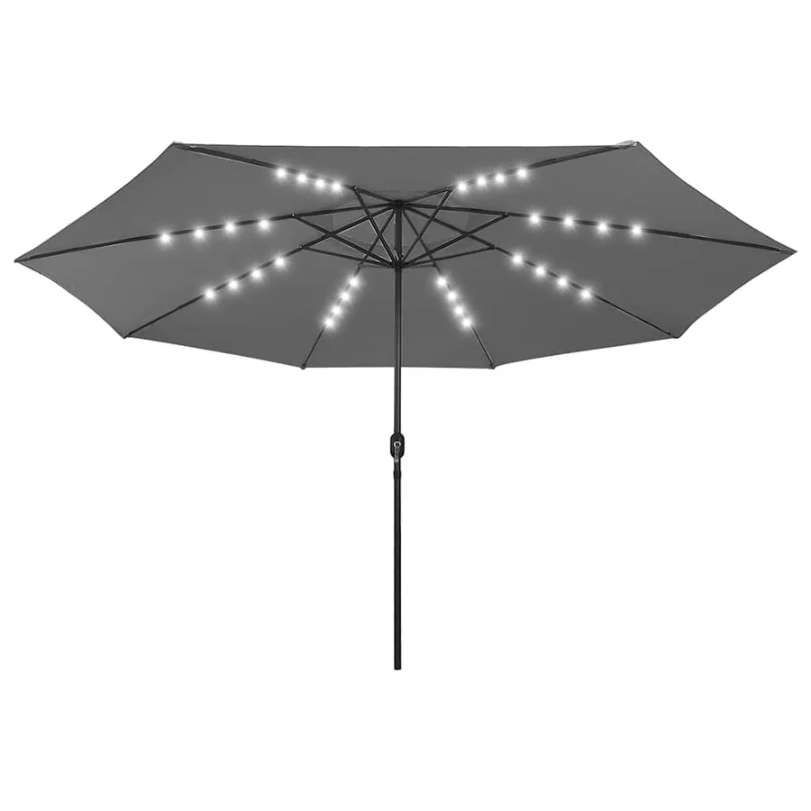 Parasol de jardin avec lumières LED et mât en métal anthracite - 2