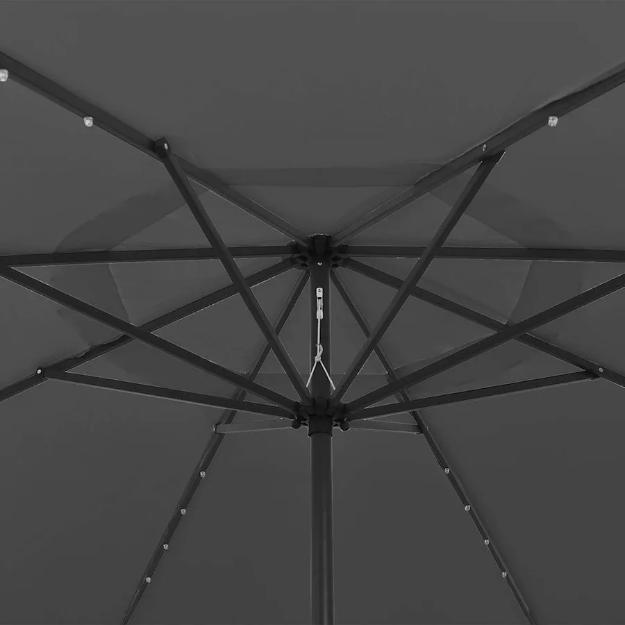 Parasol de jardin avec lumières LED et mât en métal anthracite - 4