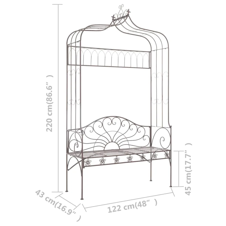 Banc de jardin 122 cm Fer Marron antique - 6