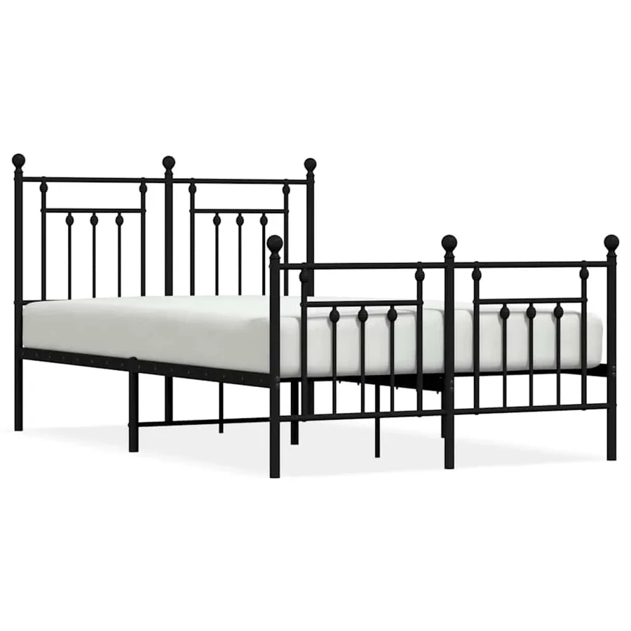 Cadre de lit métal sans matelas avec pied de lit noir 135x190cm - 2