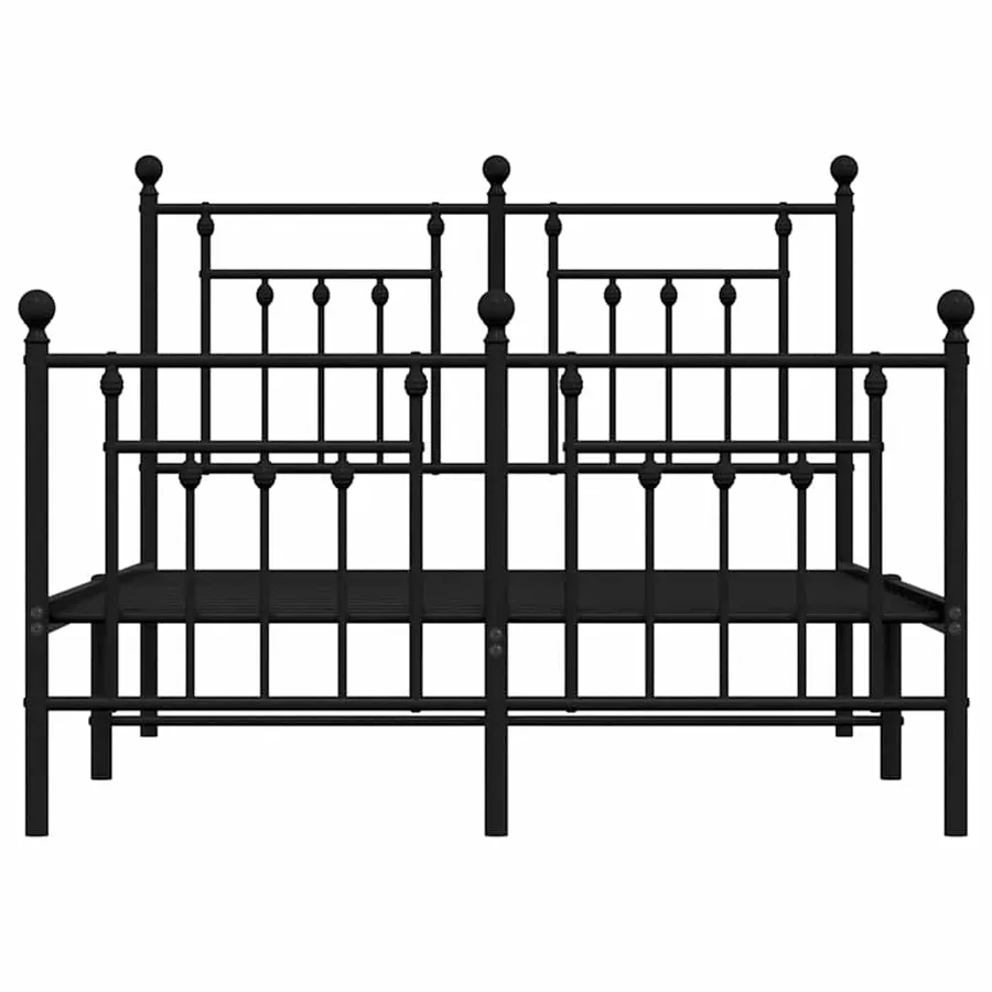 Cadre de lit métal sans matelas avec pied de lit noir 135x190cm - 6