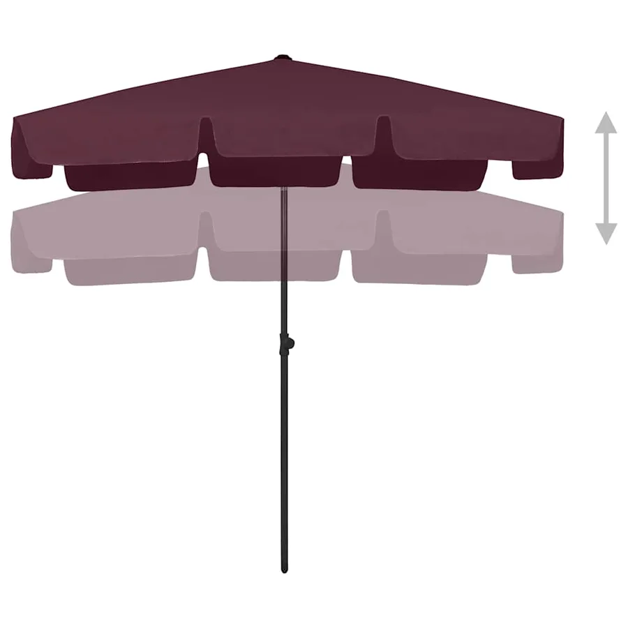 Parasol de plage rouge bordeaux 200x125 cm - 3