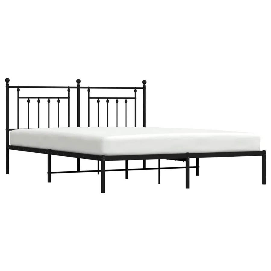 Cadre de lit métal sans matelas et tête de lit noir 160x200 cm - 5