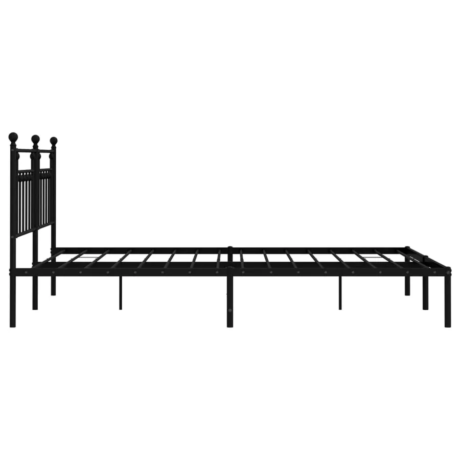 Cadre de lit métal sans matelas et tête de lit noir 160x200 cm - 7