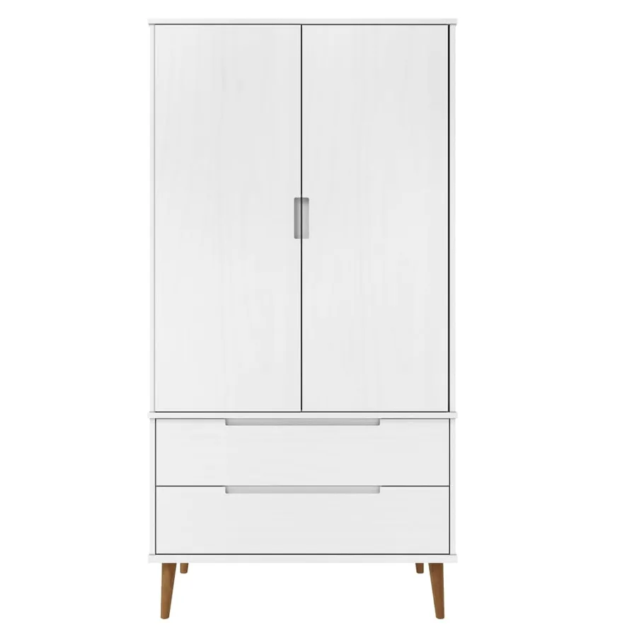 Garde-robe MOLDE Blanc 90x55x175 cm Bois massif de pin - 4