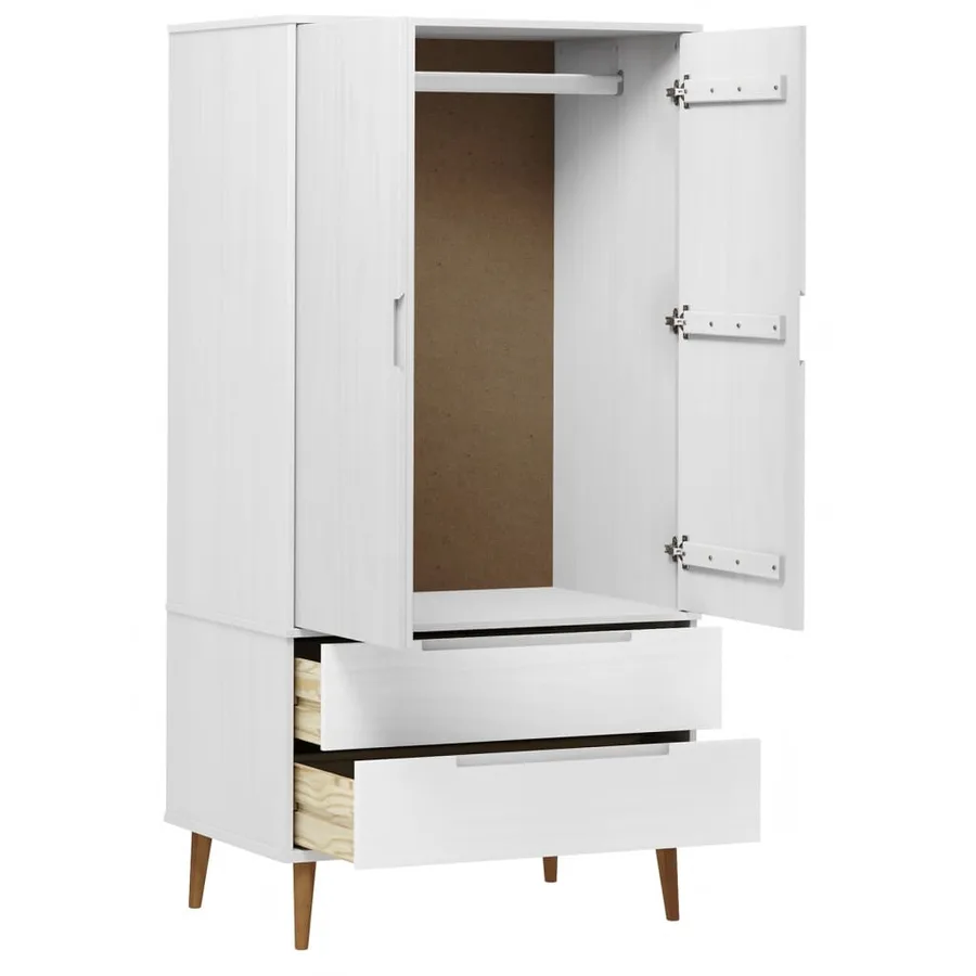 Garde-robe MOLDE Blanc 90x55x175 cm Bois massif de pin - 5
