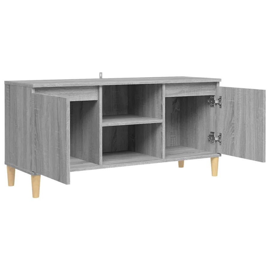 Meuble TV avec pieds en bois solide Sonoma gris 103,5x35x50 cm - 4