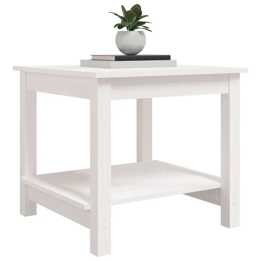 Table basse Blanc 50x50x45 cm Bois massif de pin - 4