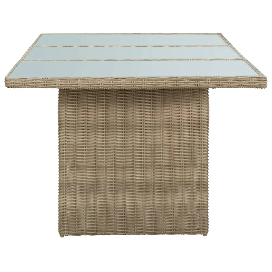 Table à manger Marron 200x100x74 cm Verre et résine tressée - 3