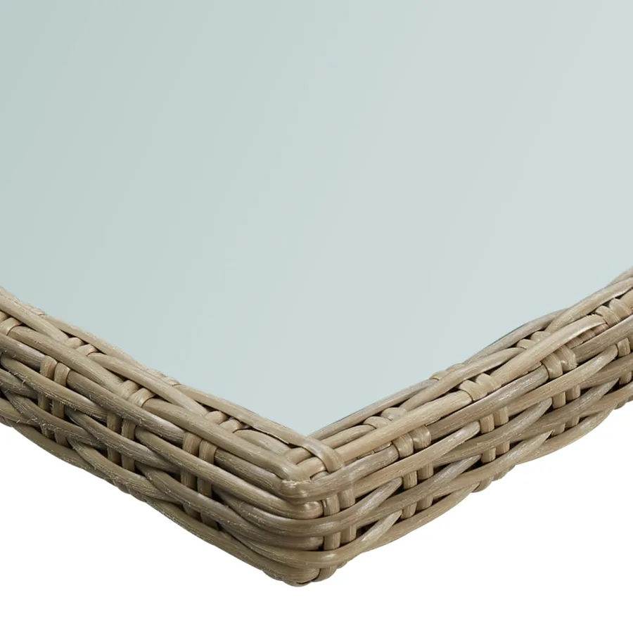 Table à manger Marron 200x100x74 cm Verre et résine tressée - 4