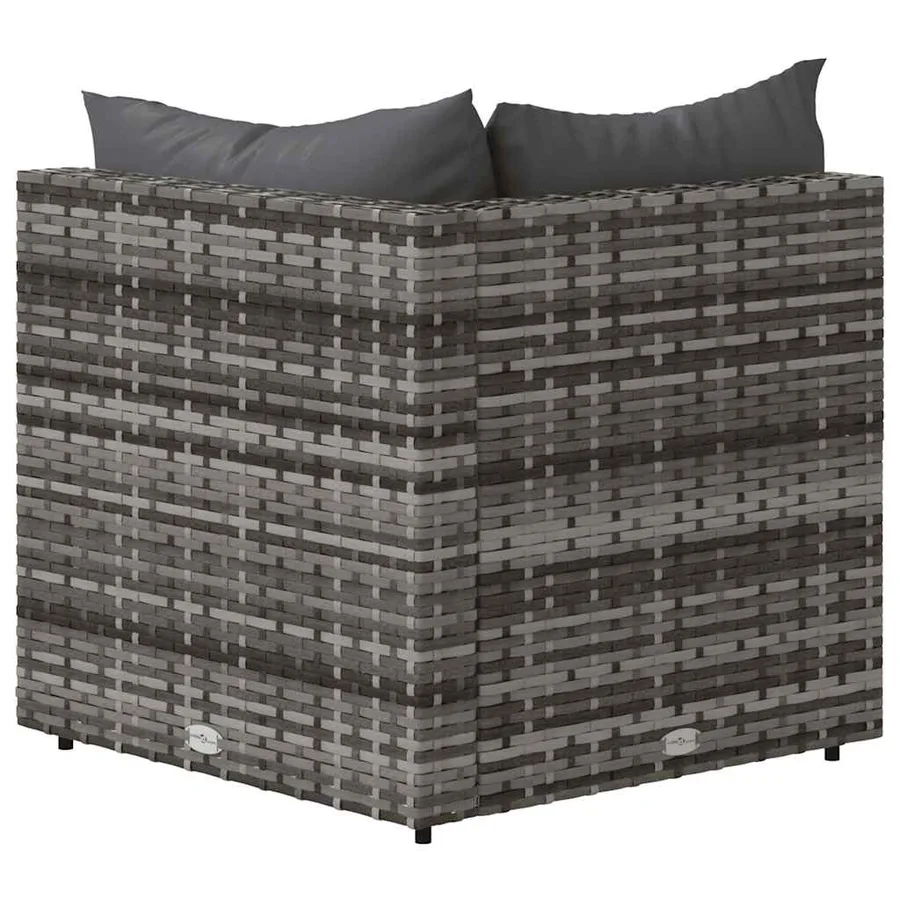 Canapé d'angle de jardin avec coussins gris résine tressée - 5