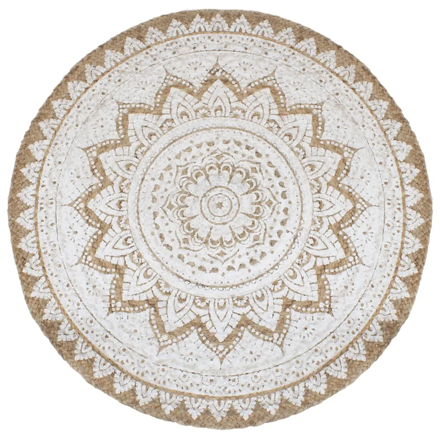 Tapis de sol Jute tressée imprimée 210 cm Rond