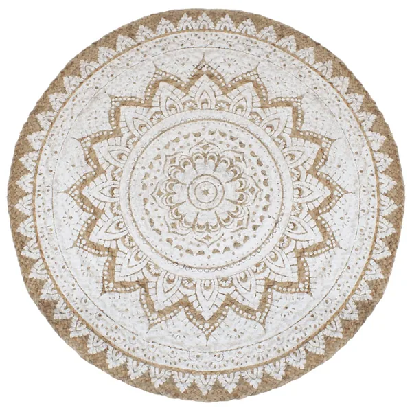 Tapis de sol Jute tressée imprimée 210 cm Rond