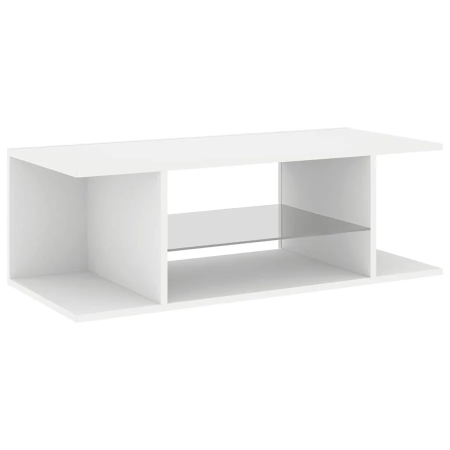 Meuble TV avec lumières LED Blanc 90x39x30 cm - 7