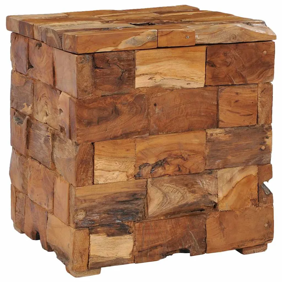 Tabouret de rangement Bois de teck massif - 12