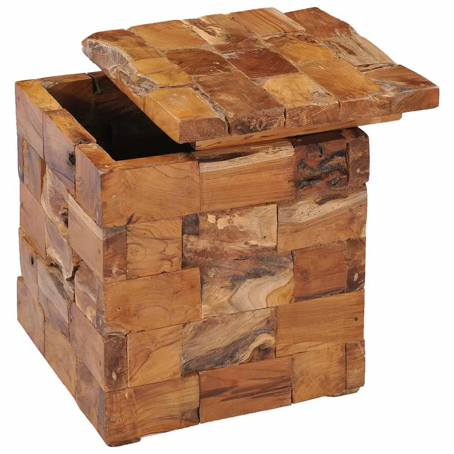 Tabouret de rangement Bois de teck massif - 2