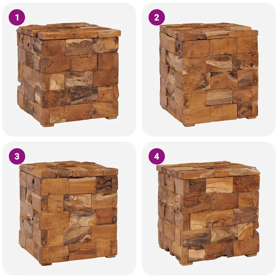 Tabouret de rangement Bois de teck massif - 5