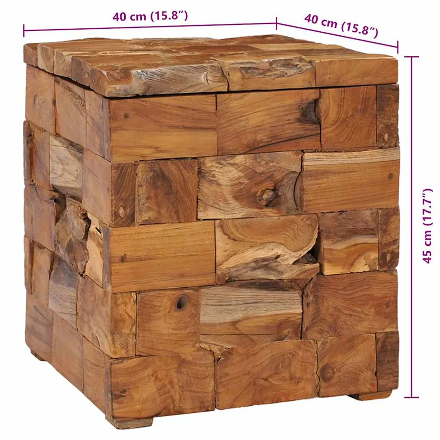 Tabouret de rangement Bois de teck massif - 8