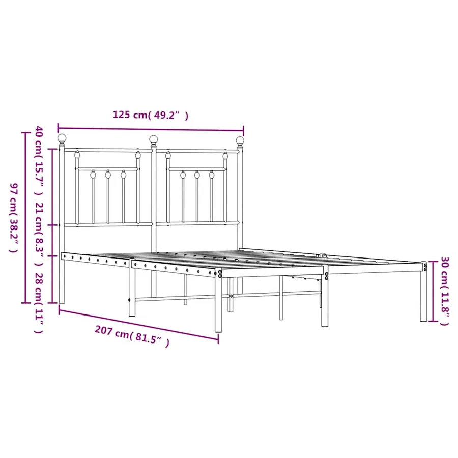 Cadre de lit métal sans matelas avec tête de lit noir 120x200cm - 10