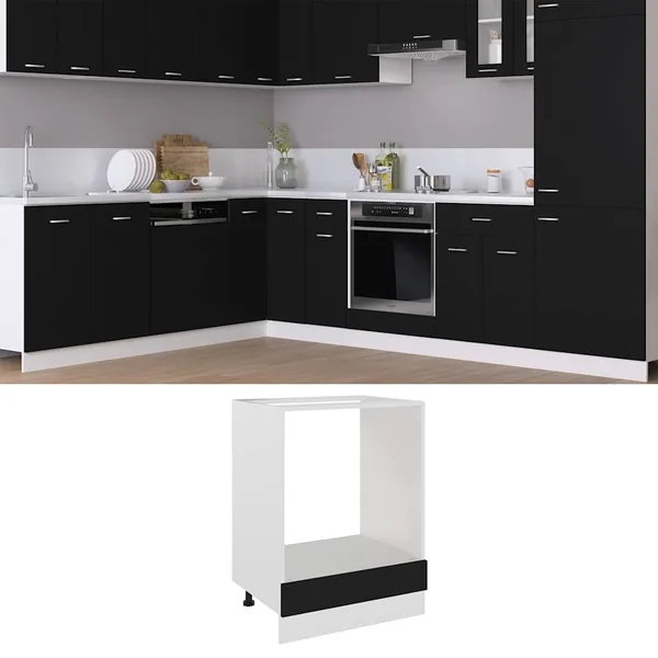 Meuble de four "Riga" noir 60 x 46 x 81,5 cm Bois d'ingénierie