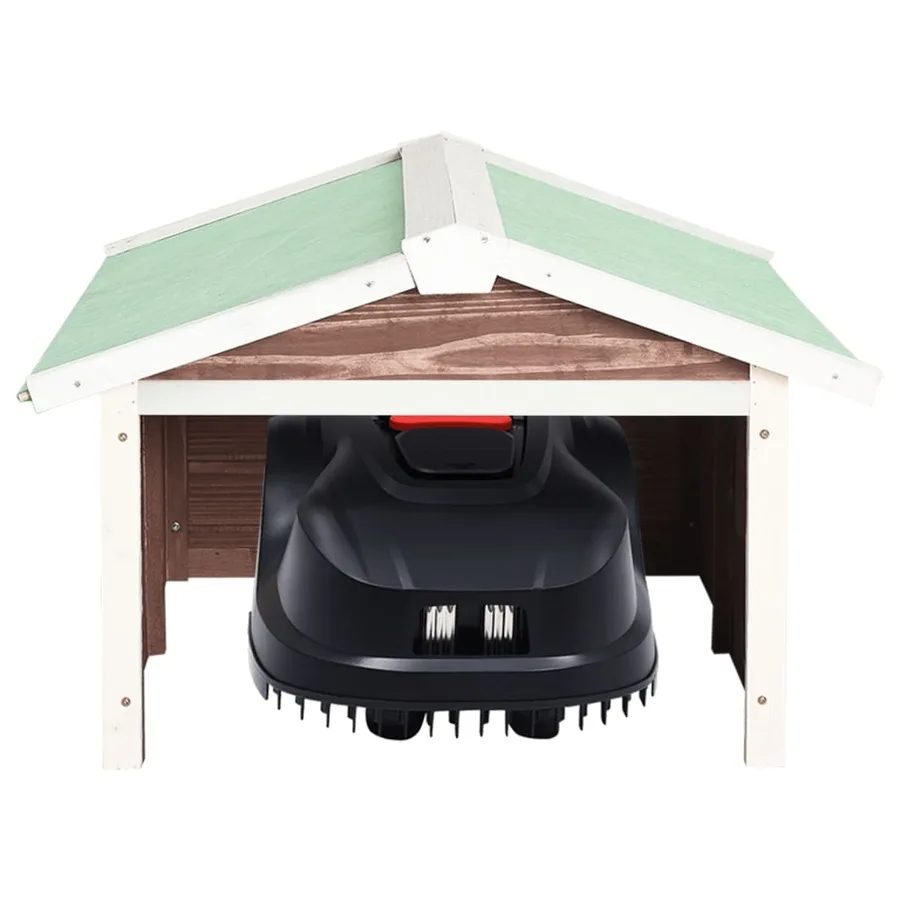 Garage de tondeuse à gazon 72x87x50 cm Moka et blanc Sapin - 3